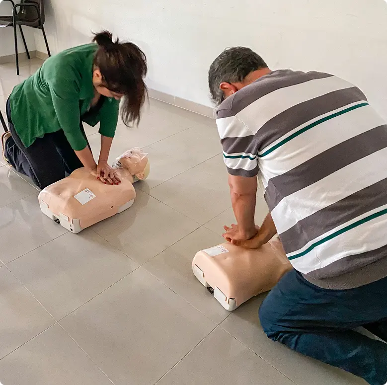 CPR training with mannequins