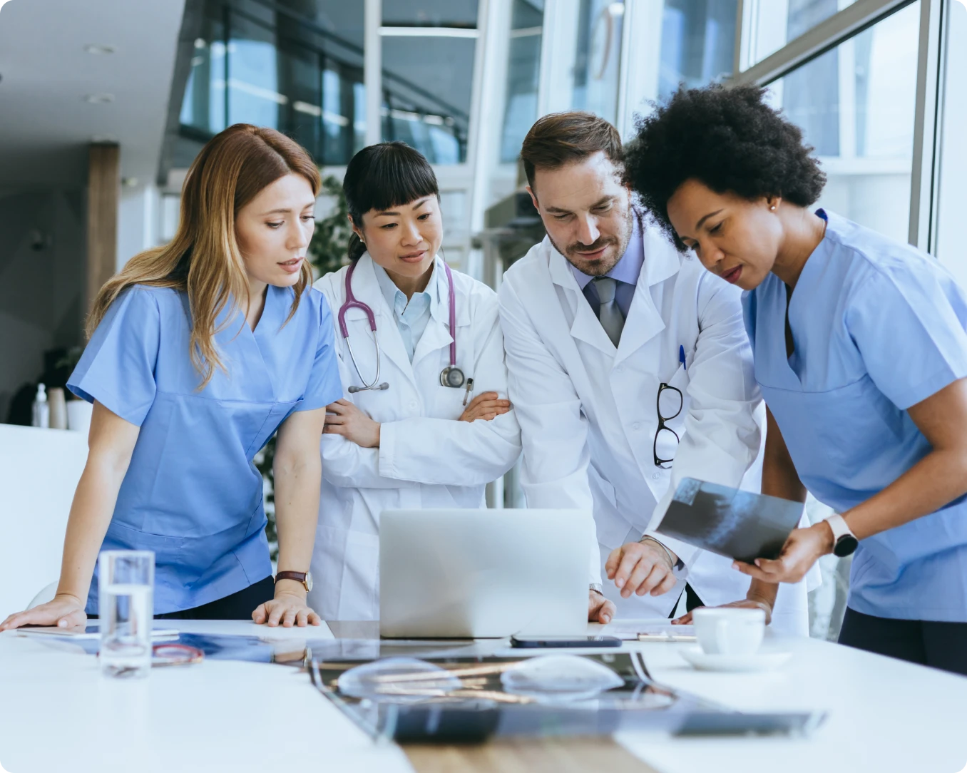 Medical team discussing patient results