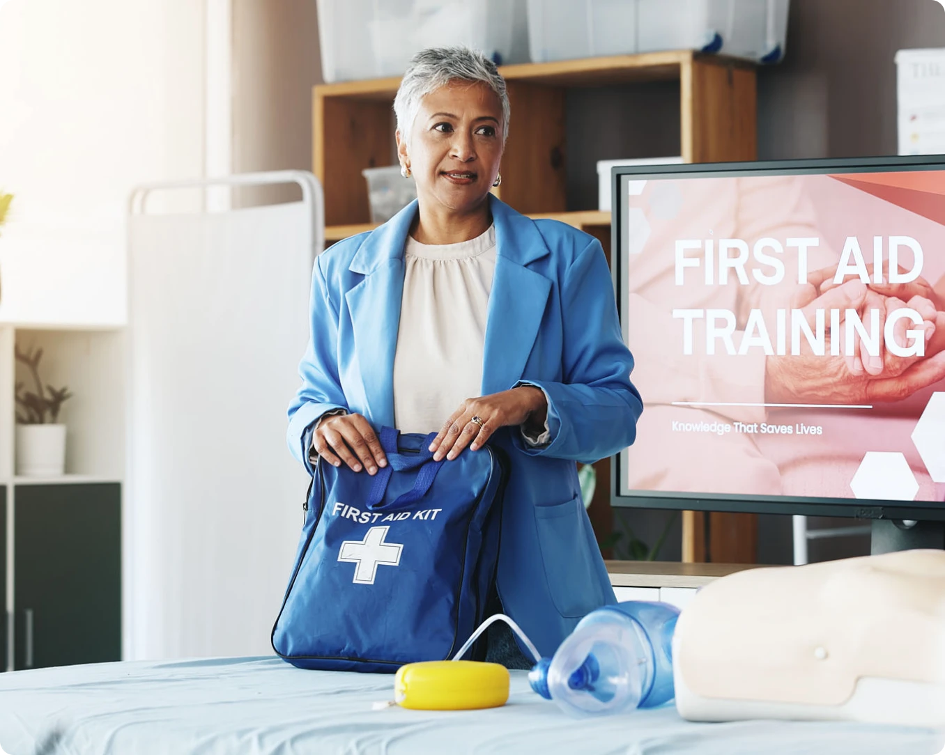 Woman teaching first aid class